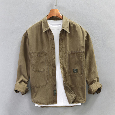Camisa de Trabajo Retro Gruesa de Manga Larga para Hombre - Image 8
