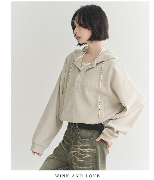 Sudadera Cropped Suelta con Ajuste en Dobladillo para Mujer - Image 24