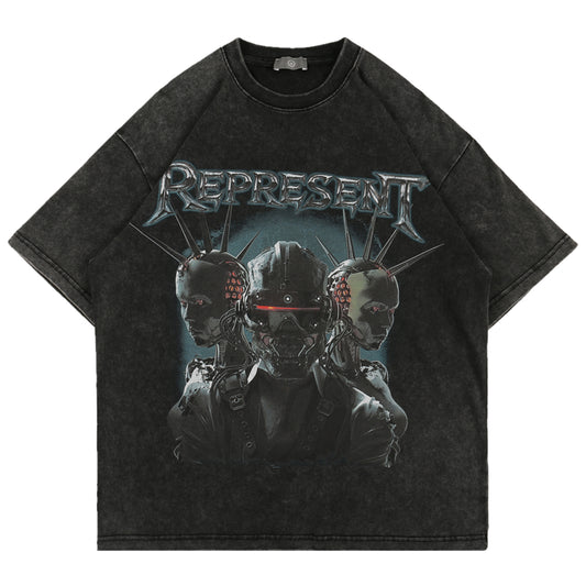 Camiseta Hip Hop Suelta Personalizada con Efecto Desgastado para Hombre