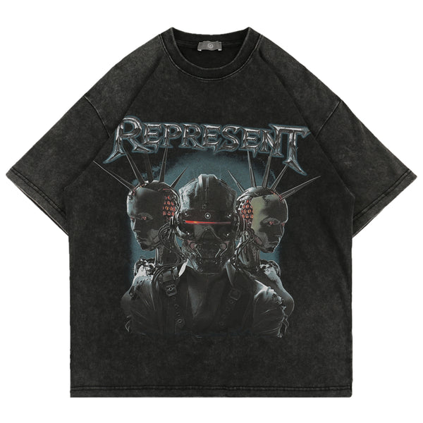 Camiseta Hip Hop Suelta Personalizada con Efecto Desgastado para Hombre