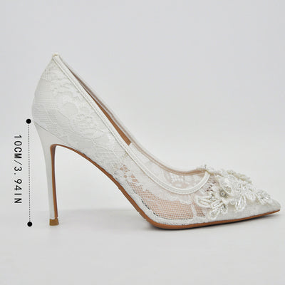 Zapatos de Novia con Encaje Blanco Floral - Image 6