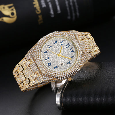 Reloj de Cuarzo para Hombre con Escala Árabe y Diamantes Hip Hop Europeo - Image 10