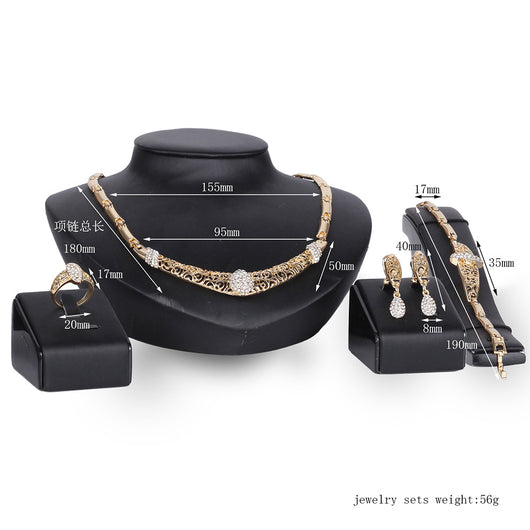 Conjunto de Joyería de Cristal: Collar y Aretes (4 Piezas) - Image 2