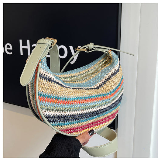 Bolsa Tote de Rafia Arcoíris para Mujer - Bolso Casual de Hombro - Image 27