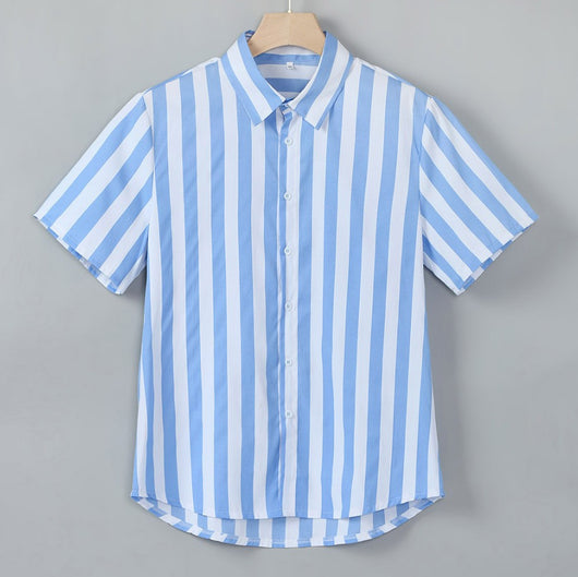 Camisa Casual de Rayas para Hombre - Manga Corta - Image 22