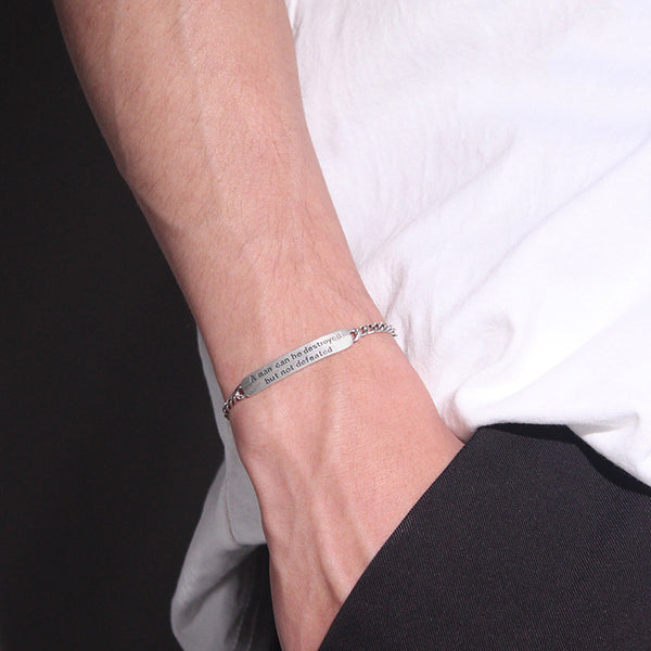 Pulsera de Plata Tailandesa Vintage con Letras para Hombre
