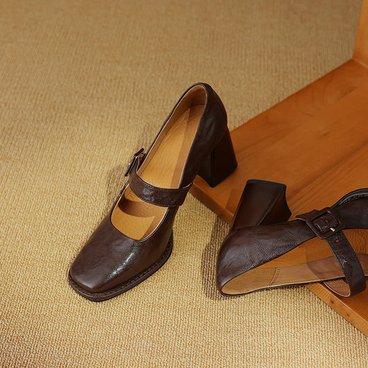 Zapatos Mary Jane de Ante de Oveja con Hebilla de Cuero Premium - Image 15