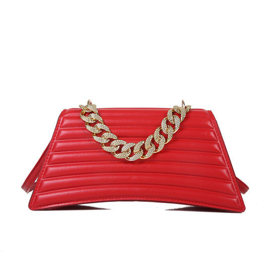 Bolso de Hombro Nupcial Cuadros con Cadena Roja para Mujer - Image 9