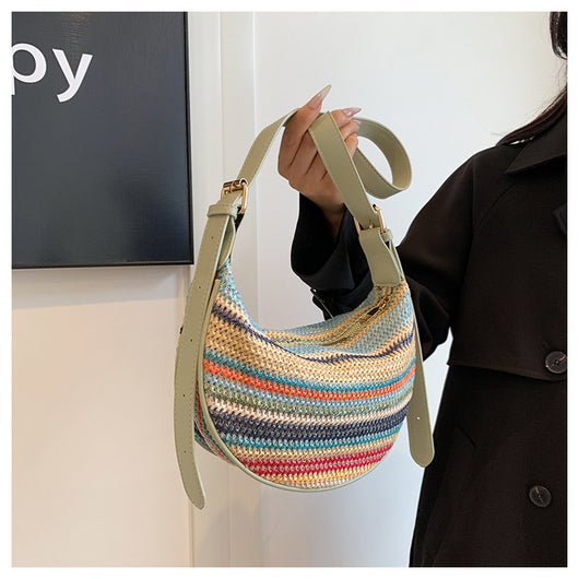Bolsa Tote de Rafia Arcoíris para Mujer - Bolso Casual de Hombro - Image 23