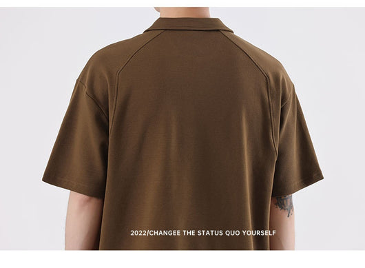 Camisa de Algodón Pesado con Solapa y Manga Corta - Image 9
