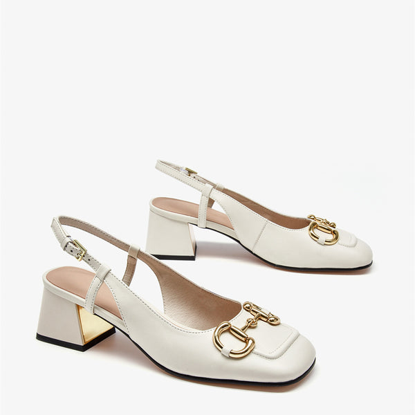 Zapatos de Cuero para Mujer con Tacón Grueso y Punta Cuadrada