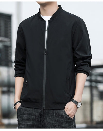 Chaqueta Hombre Primavera Otoño Cuello Alto Diseño Liso - Image 15