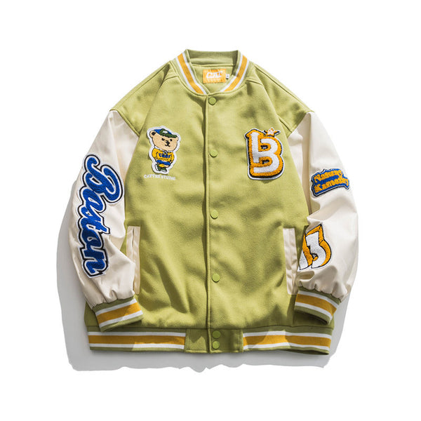 Chaqueta Suelta Estilo Urbano Japonés con Contraste de Colores y Cuello Tipo Camisa