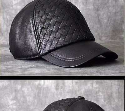 Gorra de Beisbol Invierno Cuero Genuino Piel de Cabra para Hombre - Image 27