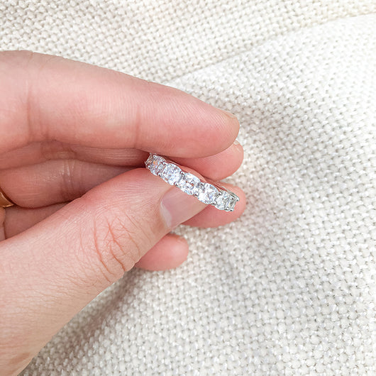 Anillo de Plata 925 con Piedra Redonda 3mm - Diseño Lujo Circón Completo para Mujer - Image 3