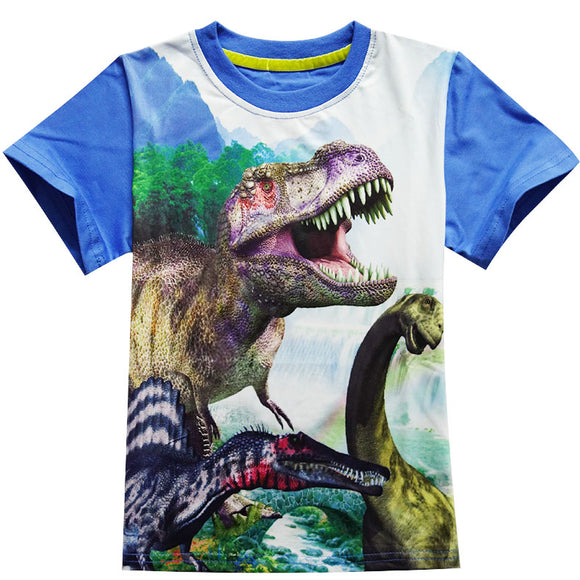 Playera Infantil Estampado Dinosaurio - Manga Corta para Niños