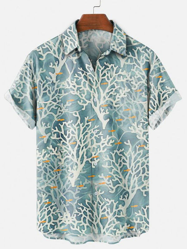 Camisa Hawaiana Hombre Colores Claros Manga Corta 3D