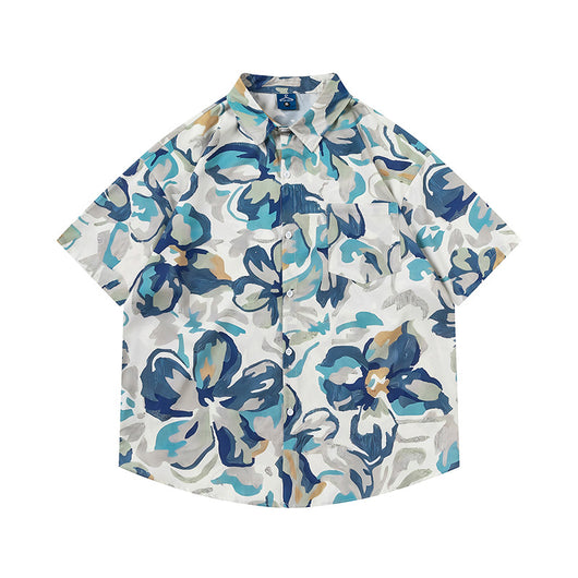Camisa Estampada con Diseño de Flores en Óleo para Hombre