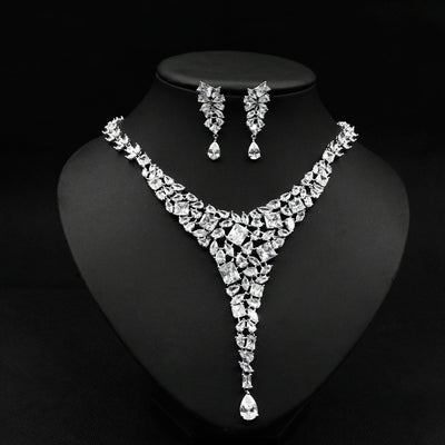 Conjunto de Collar y Aretes de Circonita Colorida para Novia - Image 4