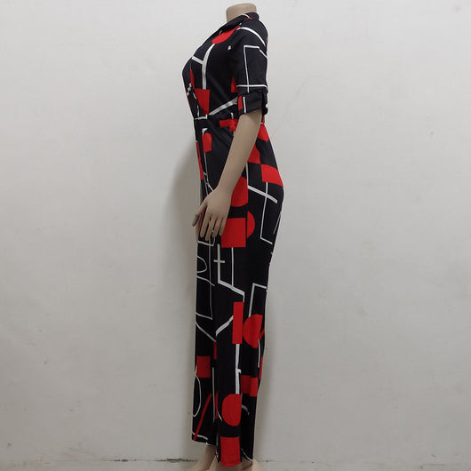 Jumpsuit Largo para Mujer con Estampado Digital Escote V - Image 14