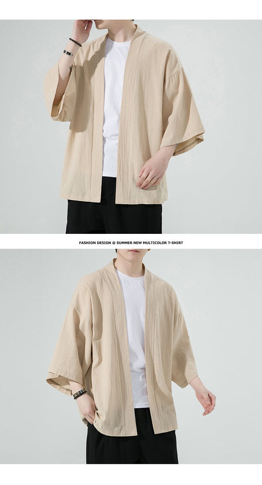 Cardigan de Algodón y Lino para Hombre con Mangas 3/4 - Image 15