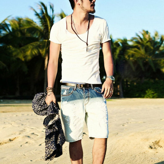 Camiseta Básica Hombre Cuello V Algodón Slub - Verano - Image 11