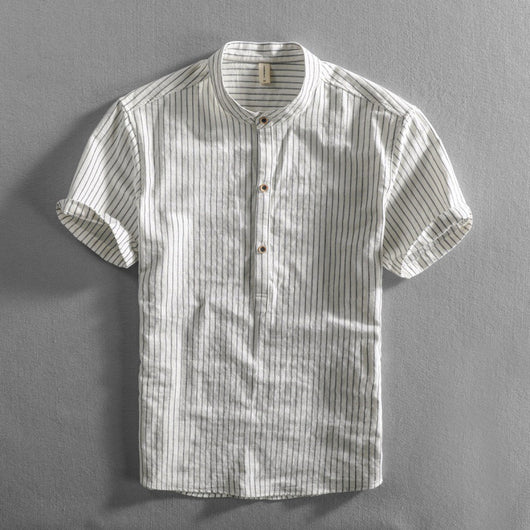 Camisa Casual Holgada de Manga Corta a Rayas para Hombre Talla Grande