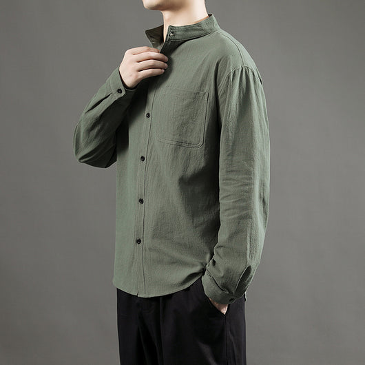 Camisa Juvenil de Algodón y Lino - Diseño Minimalista y Versátil - Image 2