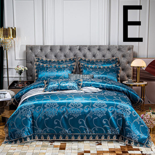 Conjunto de Cama Jacquard de Algodón con Encaje - 4 Piezas - Image 5
