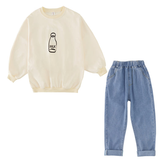 Conjunto Infantil Estilo Western: Top Estampado Cerveza y Jeans - Image 2