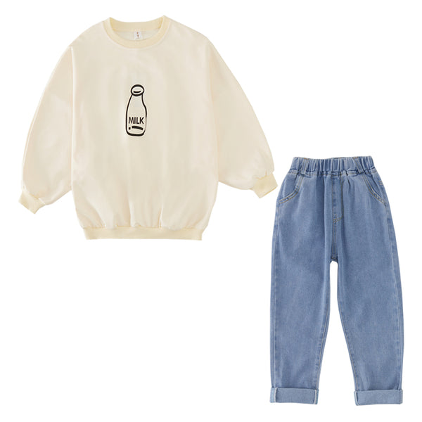 Conjunto Infantil Estilo Western: Top Estampado Cerveza y Jeans