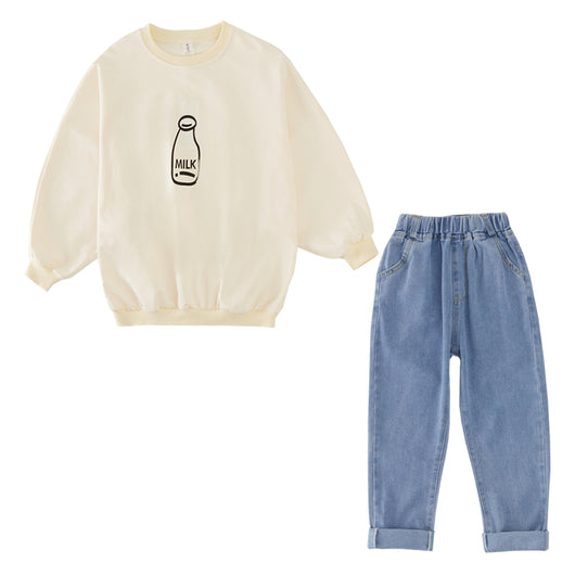 Conjunto Infantil Estilo Western: Top Estampado Cerveza y Jeans - Image 2