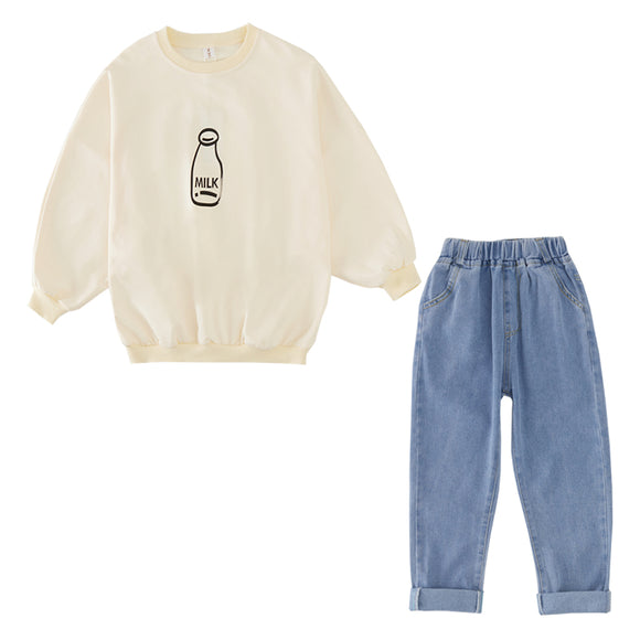 Conjunto Infantil Estilo Western: Top Estampado Cerveza y Jeans