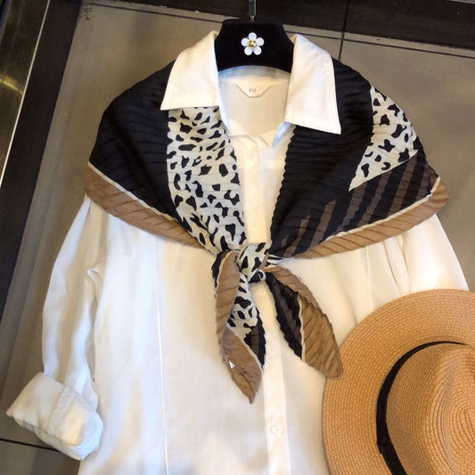 Pañuelo de Algodón y Lino con Proceso de Ondulación Fashion para Mujer