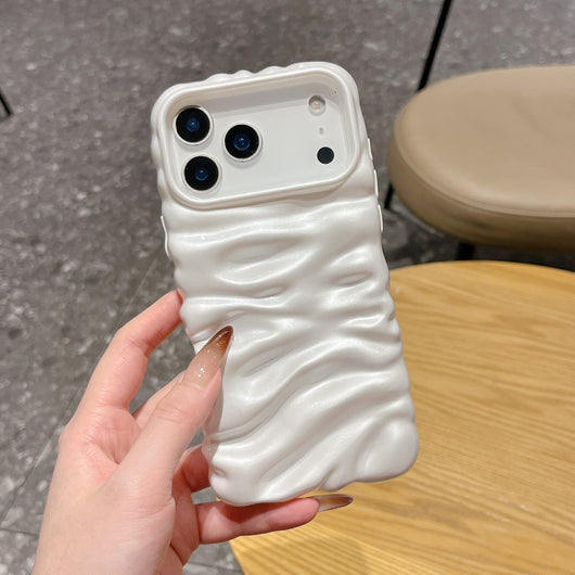 Funda Plisada 3D con Patrón Crema para Carcasas Lisas