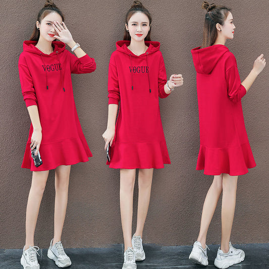Vestido Suelto de Manga Larga para Talla Grande