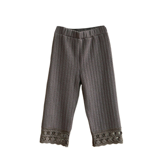 Pantalones Anchos con Encaje y Rayas