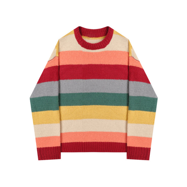 Suéter Holgado de Rayas Arcoíris para Mujer