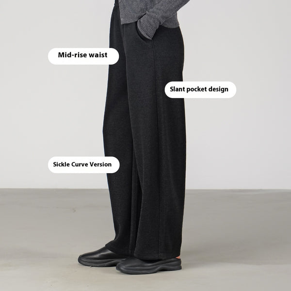 Pantalones de Lana Rectos Térmicos Talle Alto Slim Otoño Invierno