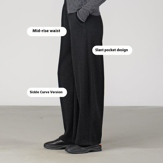 Pantalones de Lana Rectos Térmicos Talle Alto Slim Otoño Invierno - Image 2