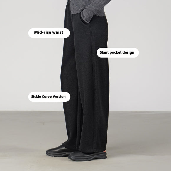 Pantalones de Lana Rectos Térmicos Talle Alto Slim Otoño Invierno
