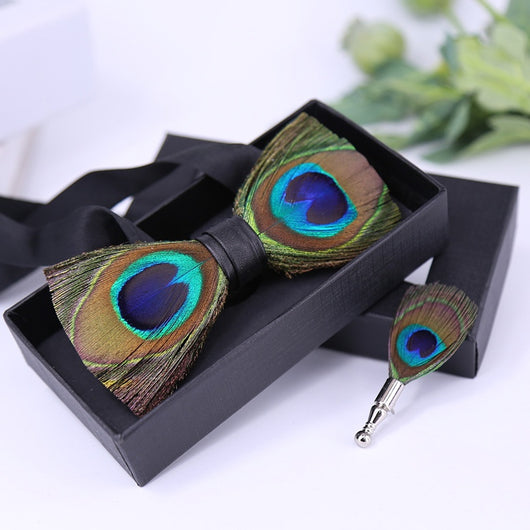 Corbatín de Moño Pavo Real con Ojos Grandes - Azul Plumas - Image 9