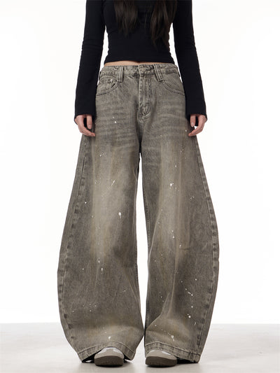 Pantalones Vaqueros Retro Splash Ink Machete para Pareja - Image 18
