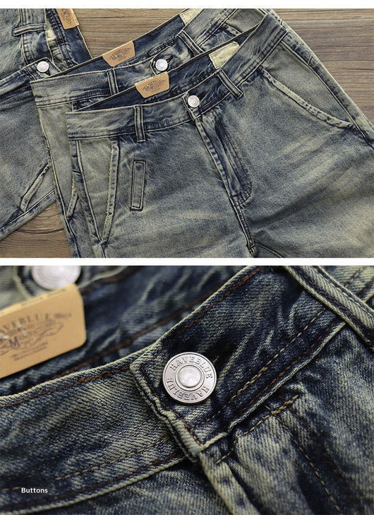 Pantalones Casuales Desgastados Estilo Americano en Tono Arena - Image 9