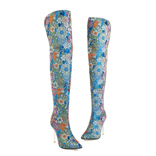 Botas Over-the-Knee Bordadas con Tacón Stiletto y Cierre Posterior - Image 7