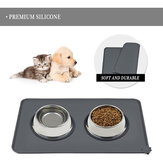 Tapete de Silicona para Comedero de Mascotas - Diseño Antideslizante con Huella de Pata - Image 3