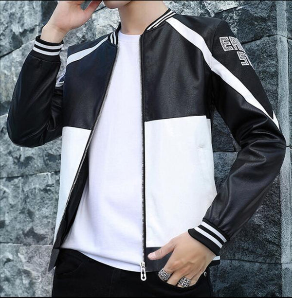 Chaqueta de Cuero PU Casual para Hombre - Estilo Juvenil Moderno