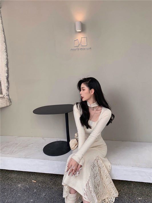 Vestido Ligero con Falda de Encaje Bordado