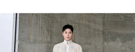 Camisa Manga Larga Cuello Mao con Diseño Floral 3D Semitransparente - Image 12
