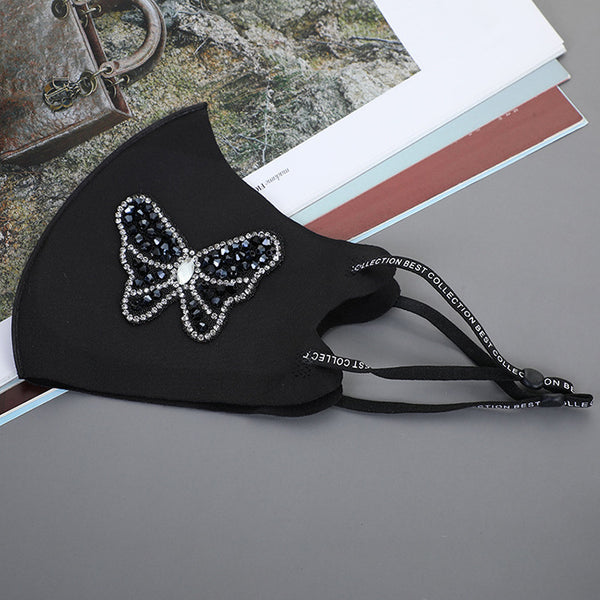 Mascarilla Solar Protectora con Diseño Mariposa y Brillantes